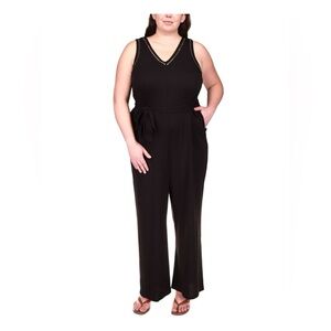 NWT Michael Kors Black Studded Belted Jumpsuit - XL